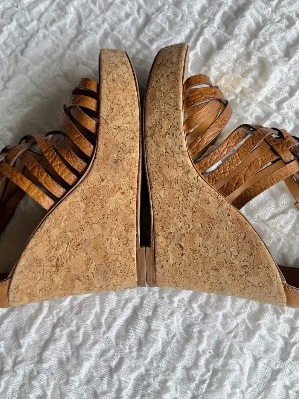 Tory Burch Leather Annamarte Strappy Cork Wedge Sandals Size 8.5